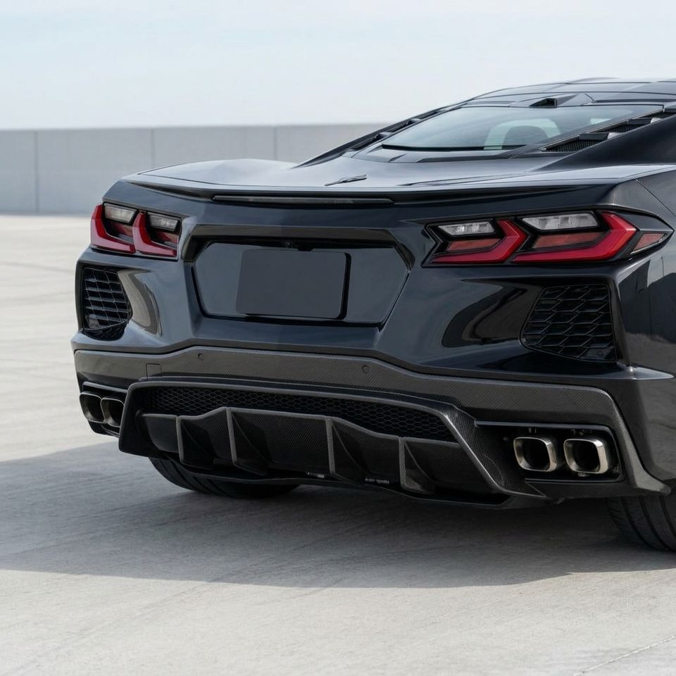 Corvette C8 Carbon Fiber Rear Diffuser Vertical Fins 2020-2024 image 4