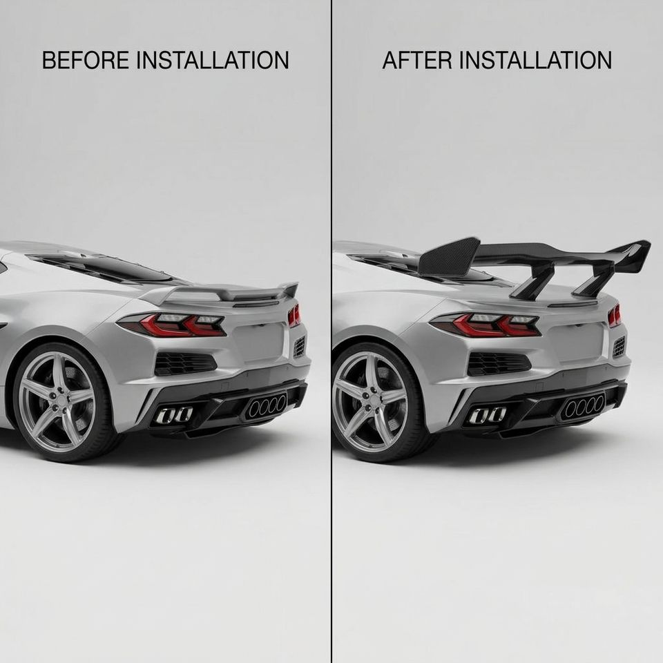 Corvette C8 Z06 Dry Carbon Fiber Rear Wing Spoiler 2020-2024 image 4