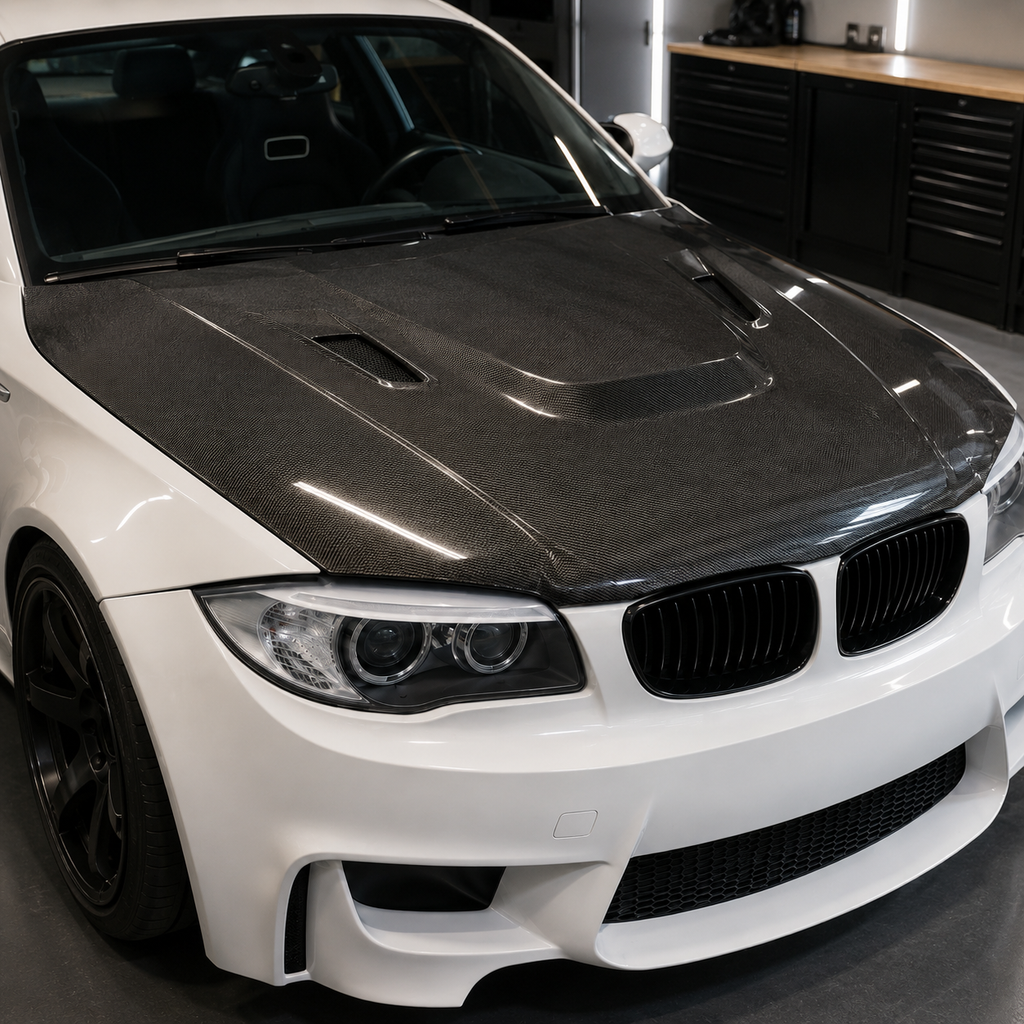 BMW 1M Style Carbon Fiber Hood for E82 E87 E88 1 Series 128i