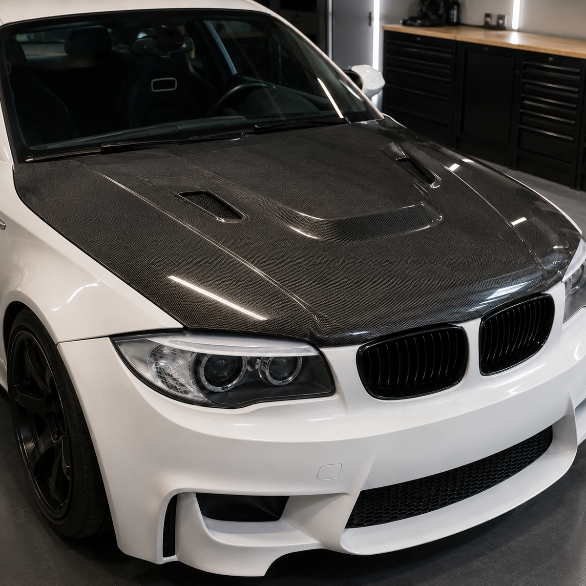 BMW 1M Style Carbon Fiber Hood for E82 E87 E88 1 Series 128i