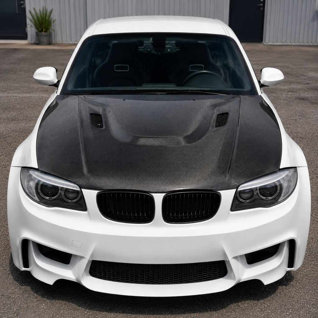BMW 1M Style Carbon Fiber Hood for E82 E87 E88 1 Series 128i