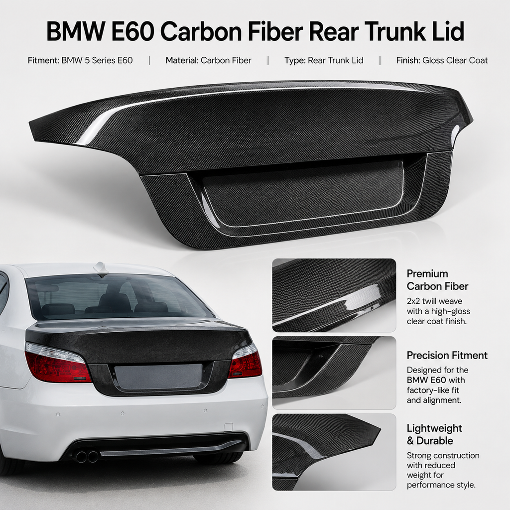 BMW E60 5 Series 525i 530i Carbon Fiber Trunk Lid