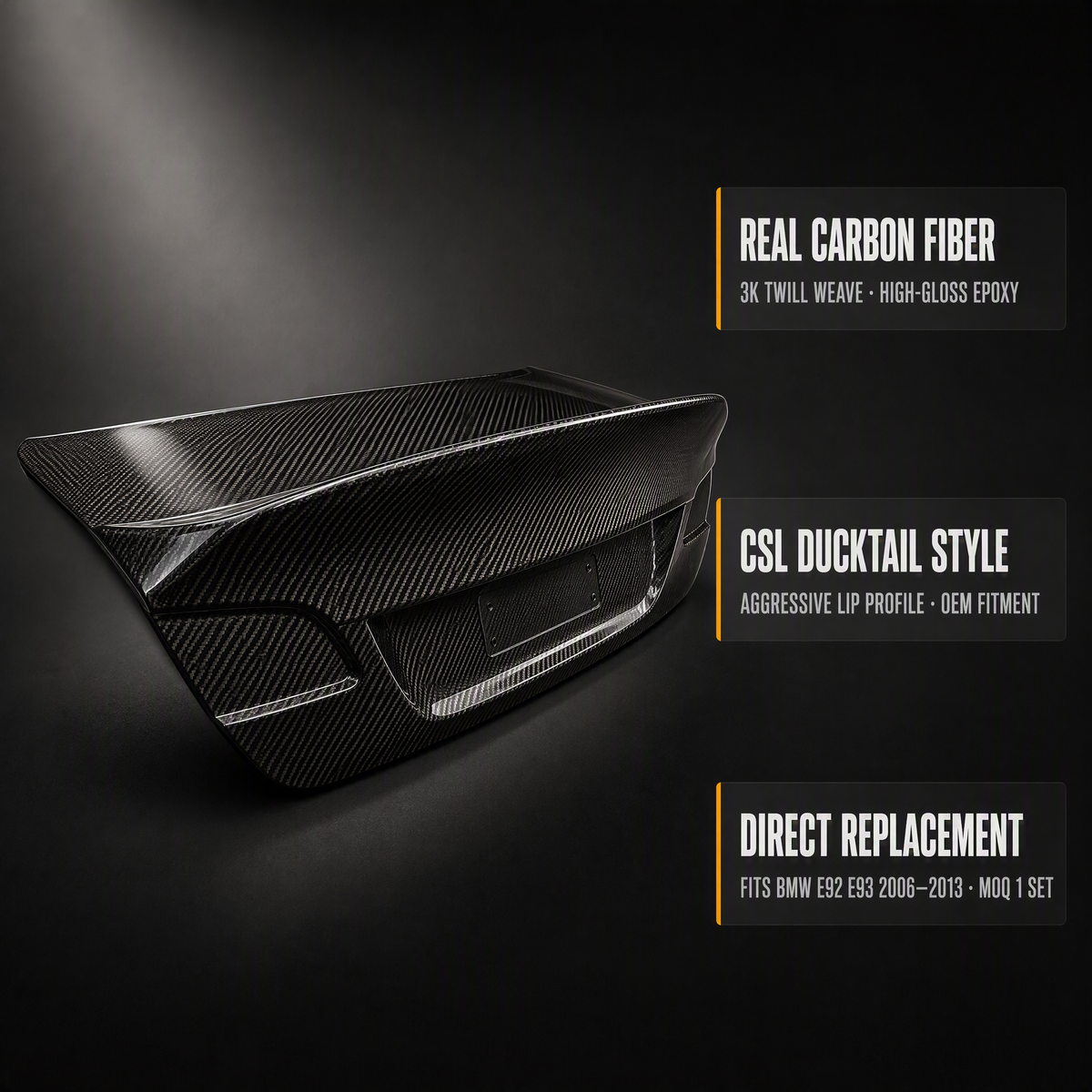 Carbon Fiber CSL Ducktail Trunk Lid for BMW E92 M3 Coupe 2007–2013
