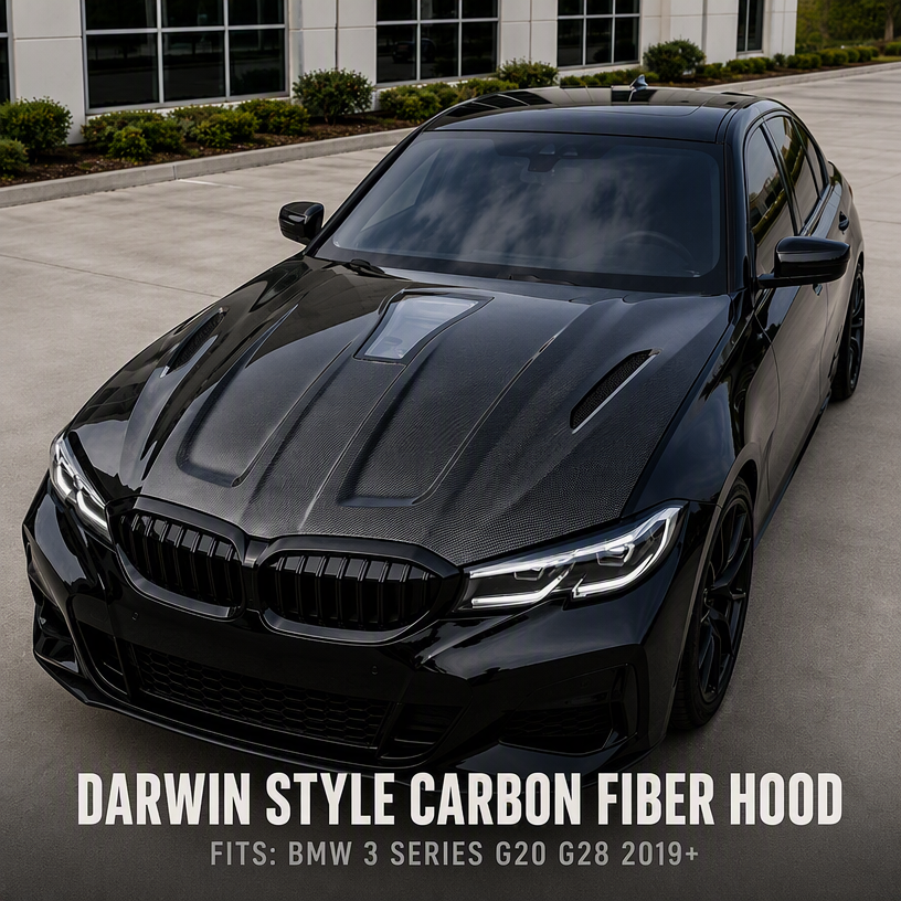 BMW G20/G28 3 Series 2019+ Carbon Fiber Engine Hood with Transparent Glass
