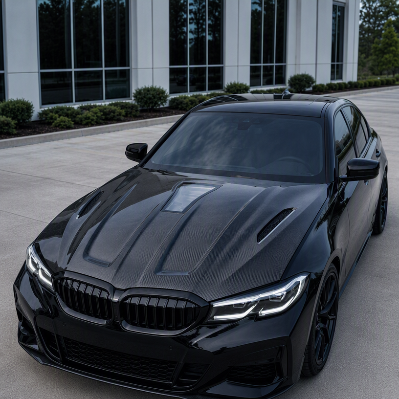 BMW G20/G28 3 Series 2019+ Carbon Fiber Engine Hood with Transparent Glass